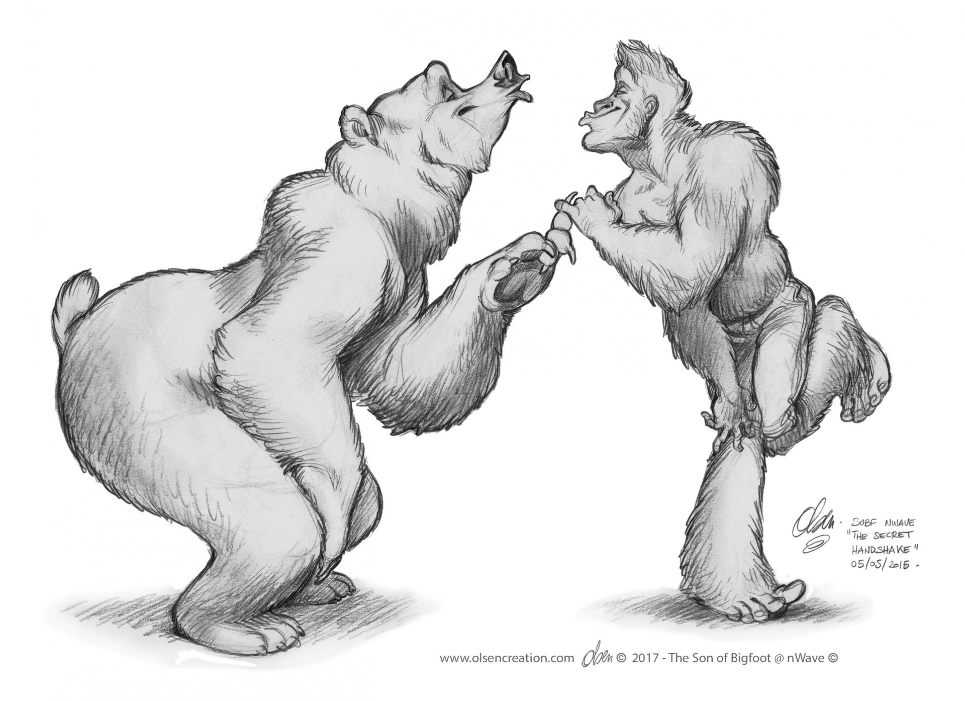Wilbur and bigfoot the secret paws shake